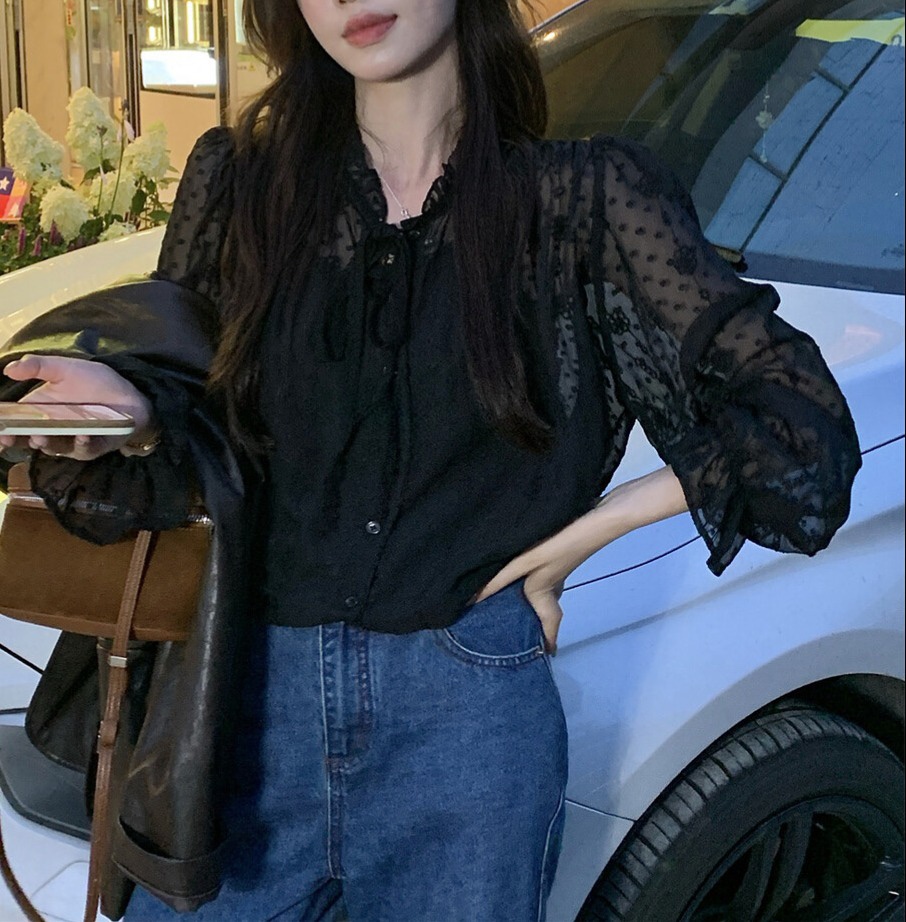 OLA東大門㊣直郵女裝新款人氣職業熱賣時尚休閑25秋冬襯衫蕾絲衫mellor/OLA襯衫/蕾絲衫
