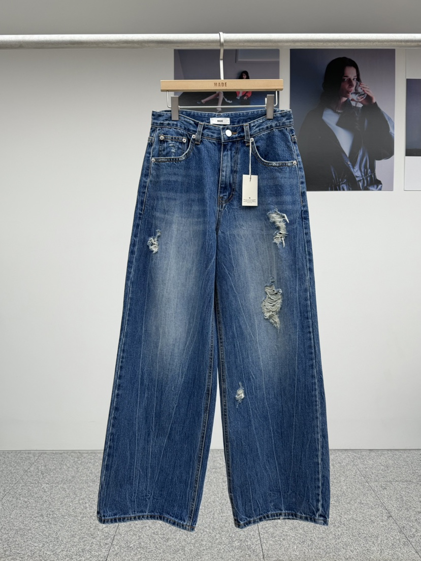 MADE-P韓國直郵㊣女士新品推薦休閑真品25秋冬職業人氣牛仔褲MADE-P牛仔褲