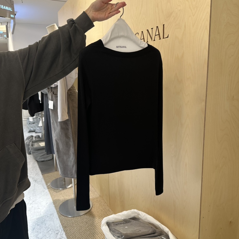ARTISANAL韓國代購㊣女士新款25秋冬時尚休閑長袖T恤羊毛船領ARTISANAL長袖T恤圖色3