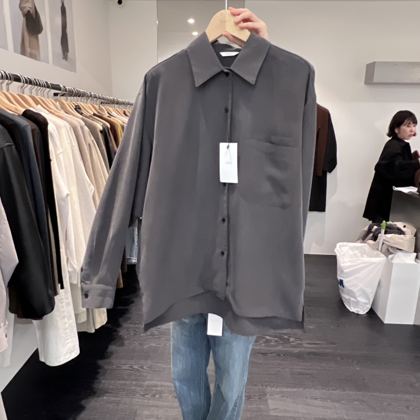 OBJECT東大門㊣實拍女裝新品職業25秋冬時尚襯衫蕾絲衫口袋OBJECT襯衫/蕾絲衫圖色2