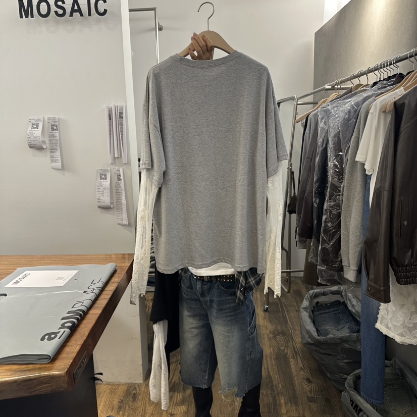 MOSAIC東大門㊣直郵女裝新品人氣真品休閑時尚長袖T恤假兩件MOSAIC長袖T恤
