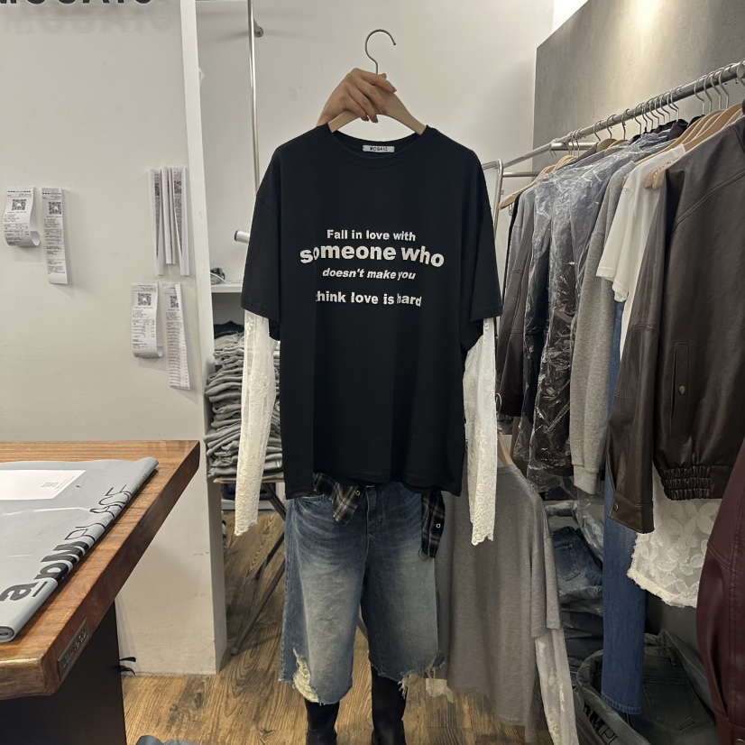 MOSAIC東大門㊣直郵女裝新品人氣真品休閑時尚長袖T恤假兩件MOSAIC長袖T恤圖色2