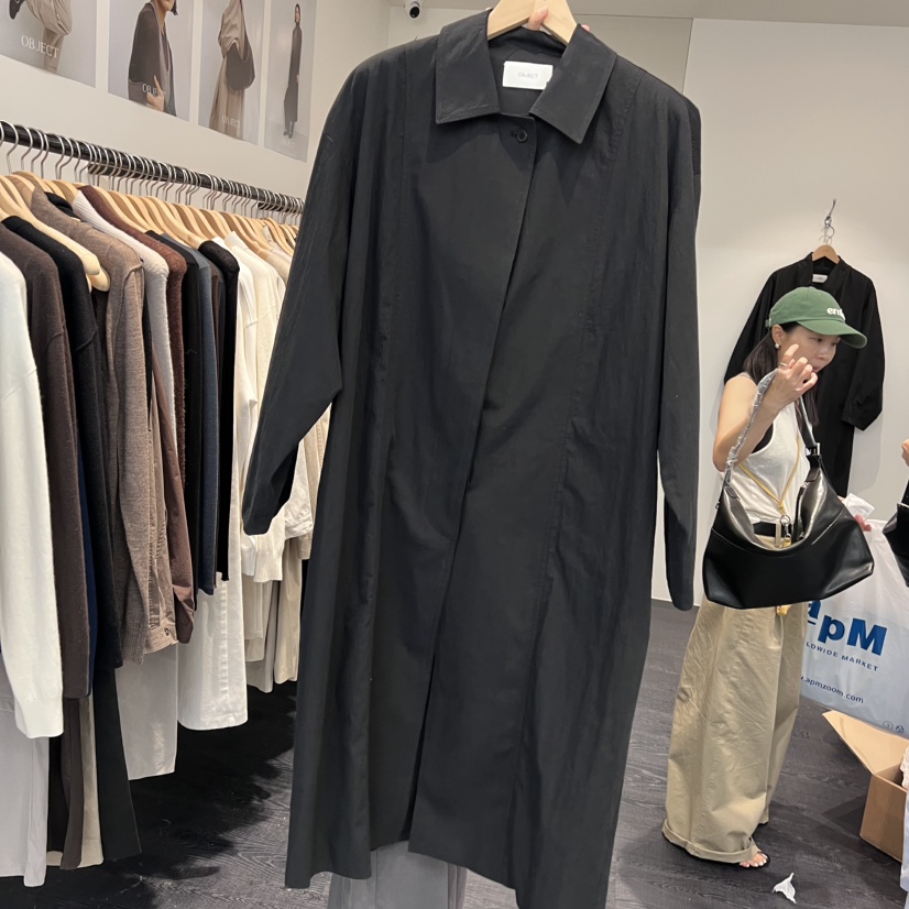 OBJECT韓國直郵㊣女裝新款真品推薦休閑熱賣25秋冬長款風衣OBJECT長款風衣圖色2
