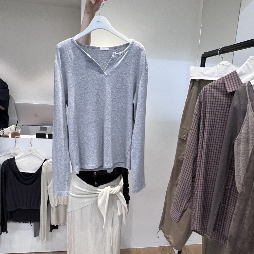 JINSIM東大門㊣直郵女裝新品25秋冬熱賣休閑推薦真品長袖T恤JINSIM長袖T恤圖色2