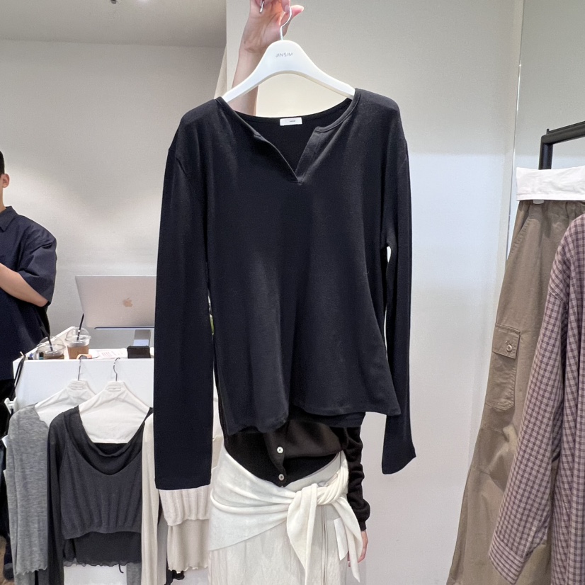 JINSIM東大門㊣直郵女裝新品25秋冬熱賣休閑推薦真品長袖T恤JINSIM長袖T恤圖色3