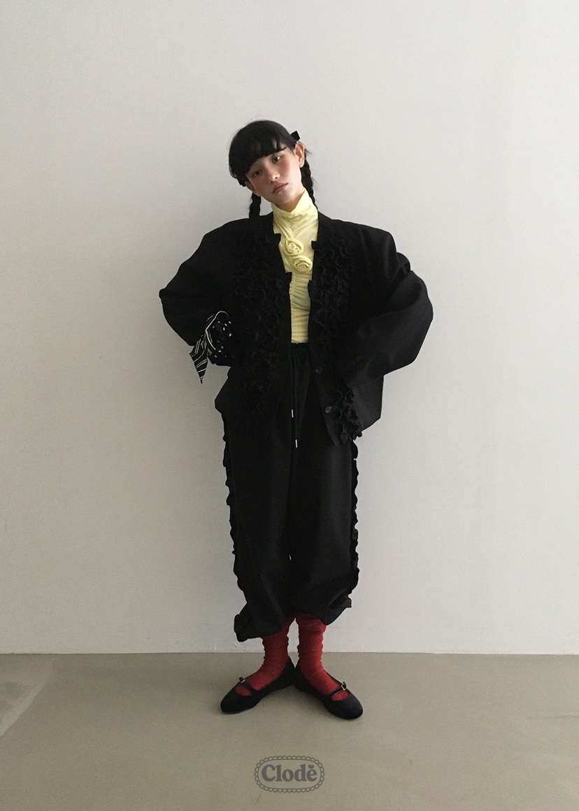 CLODE東大門㊣實拍女裝新款熱賣25秋冬人氣休閑時尚夾克荷葉邊CLODE夾克