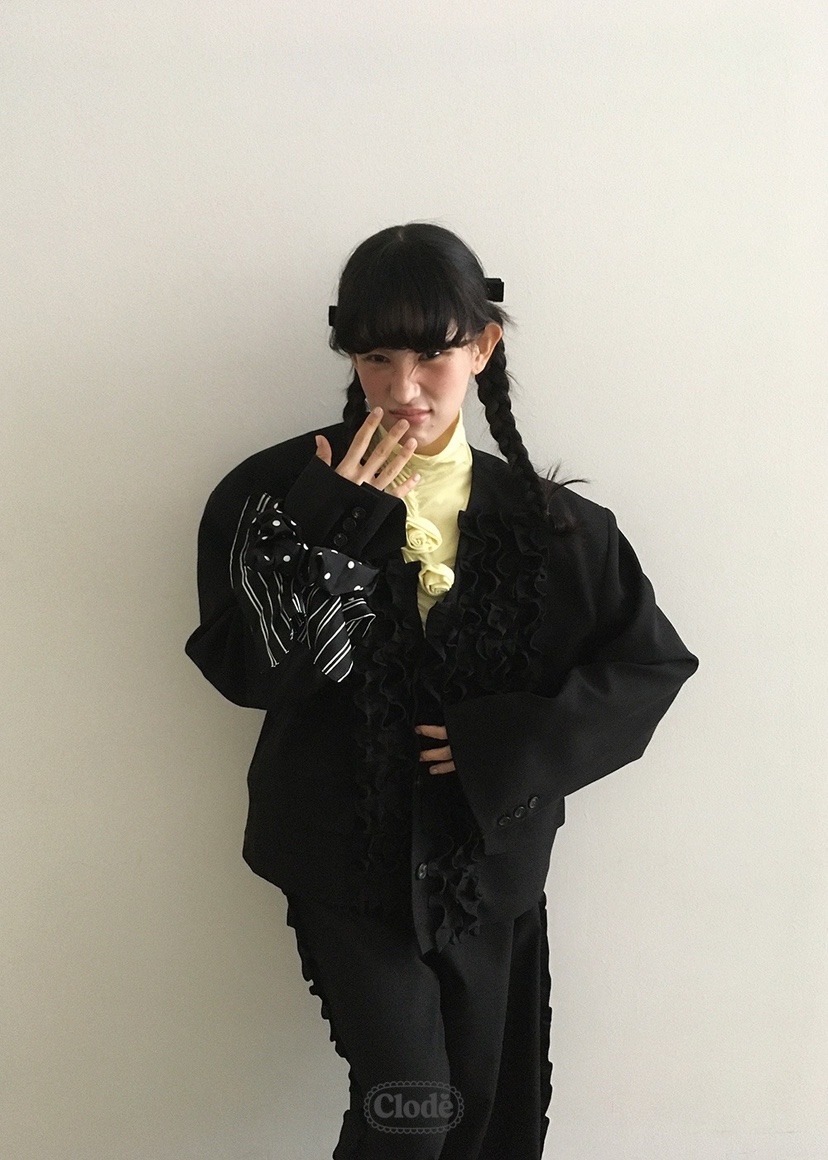 CLODE東大門㊣實拍女裝新款熱賣25秋冬人氣休閑時尚夾克荷葉邊CLODE夾克圖色2