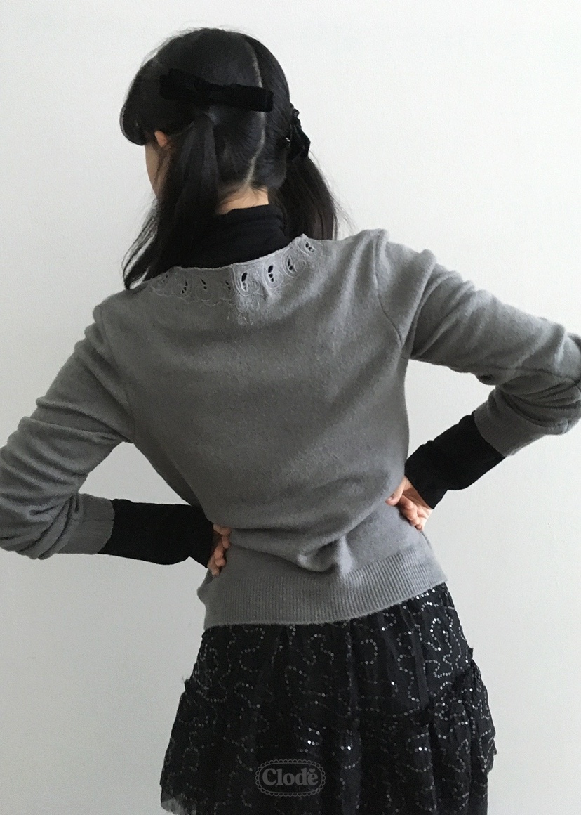 CLODE東大門㊣實拍女裝新款25秋冬推薦職業休閑針織衫刺繡蕾絲CLODE針織衫