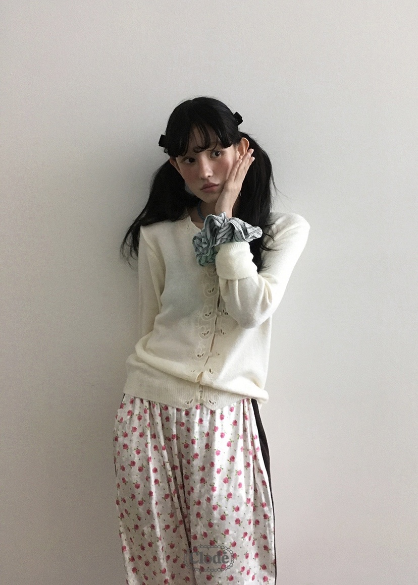 CLODE東大門㊣實拍女裝新款25秋冬推薦職業休閑針織衫刺繡蕾絲CLODE針織衫