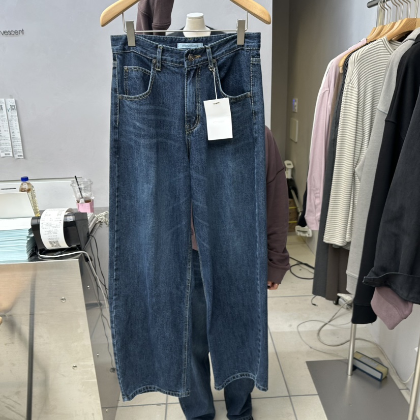 EFFERVESCENT韓國代購㊣女裝新品時尚熱賣推薦真品25秋冬牛仔褲evc/effervescent牛仔褲圖色1