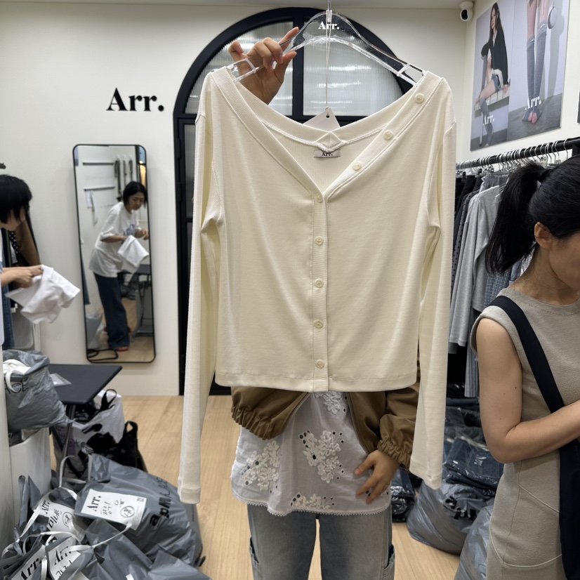 ARR韓國直郵㊣女士新品真品時尚25秋冬休閑熱賣長袖T恤開衫ARR長袖T恤圖色2