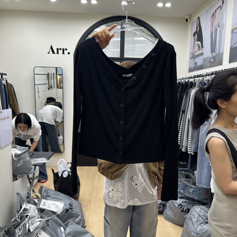 ARR韓國直郵㊣女士新品真品時尚25秋冬休閑熱賣長袖T恤開衫ARR長袖T恤圖色3