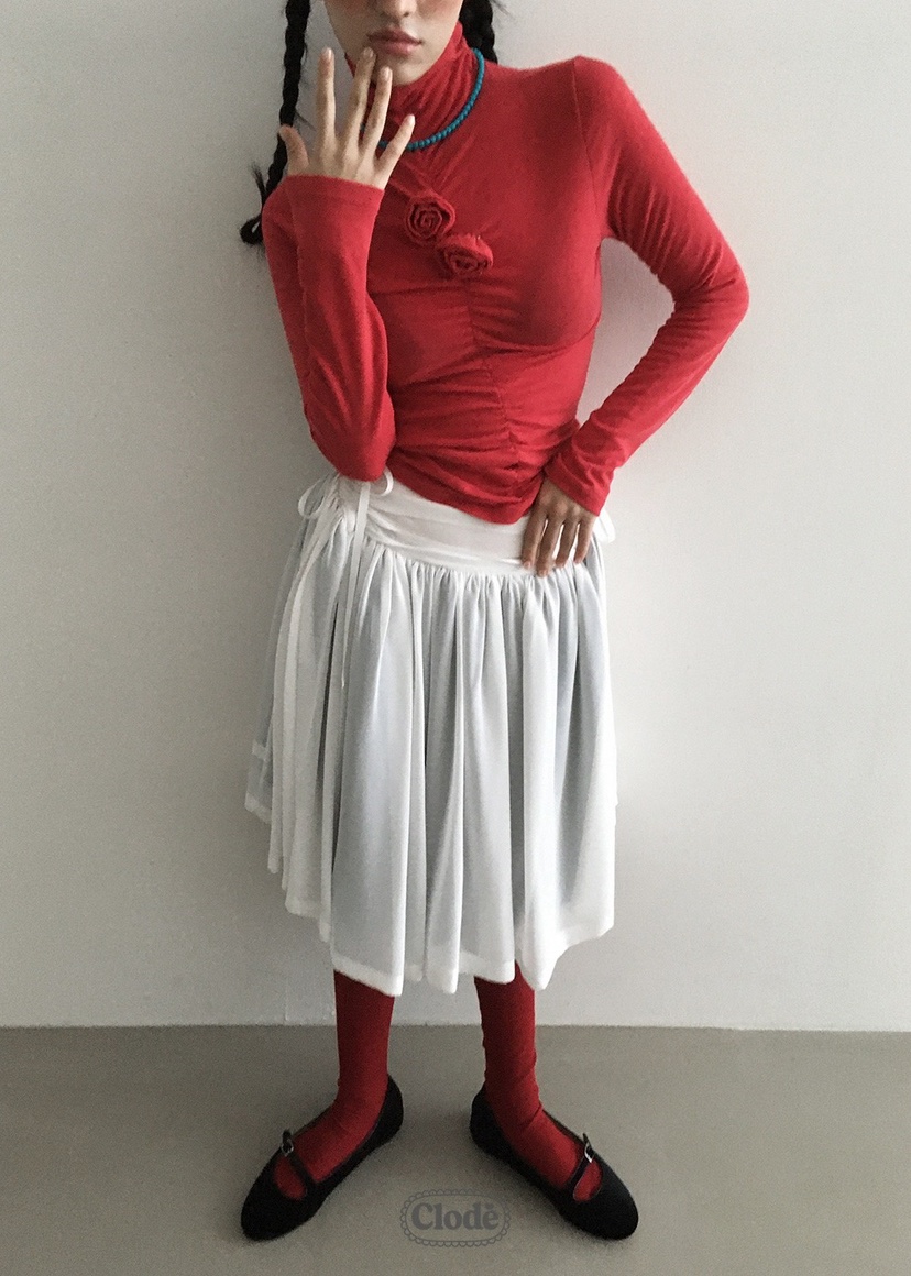 CLODE韓國直郵㊣女士新款熱賣時尚休閑人氣推薦長袖T恤褶皺CLODE長袖T恤