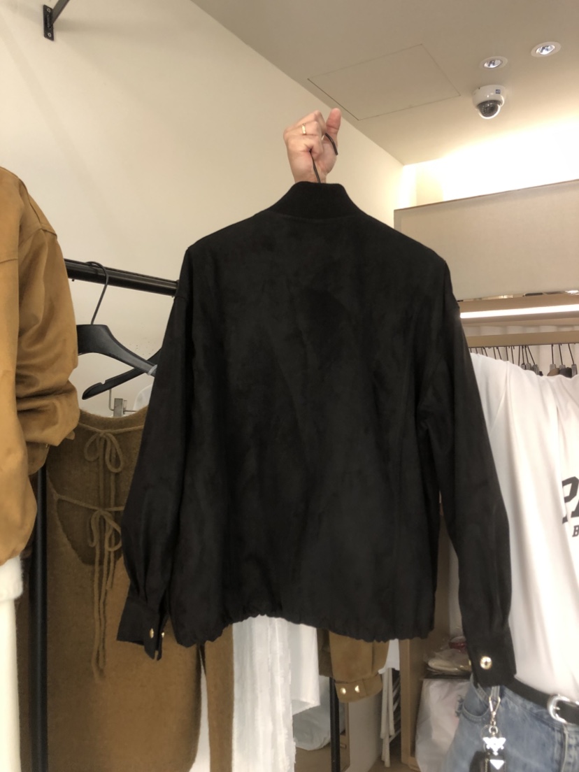 OBJET東大門㊣實拍女士新品熱賣25秋冬推薦時尚休閑夾克絨面革love us u/OBJET夾克