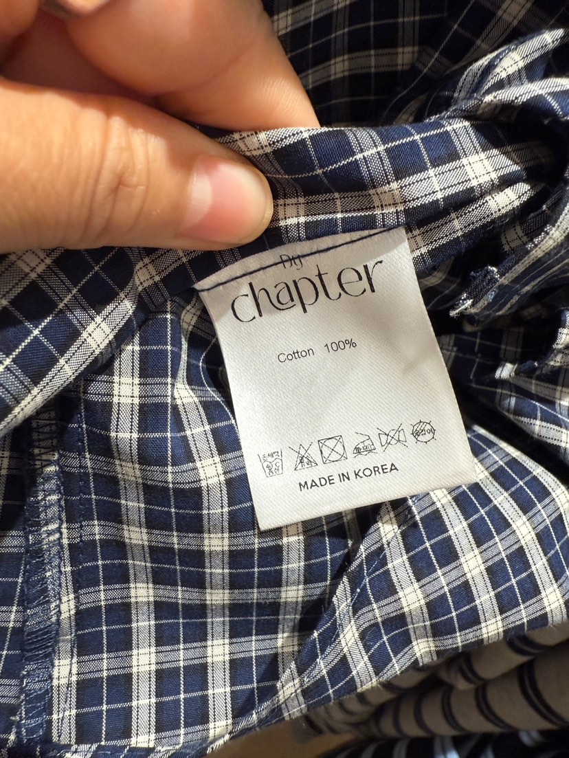 BY CHAPTER東大門㊣實拍女裝新品人氣休閑熱賣襯衫蕾絲衫格紋Chapter襯衫/蕾絲衫