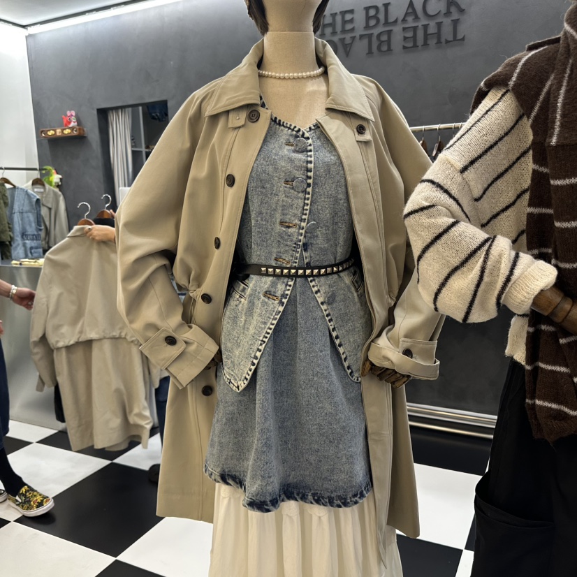LADYBLACK東大門㊣實拍女士新款時尚職業25秋冬休閑長款風衣LADYBLACK長款風衣