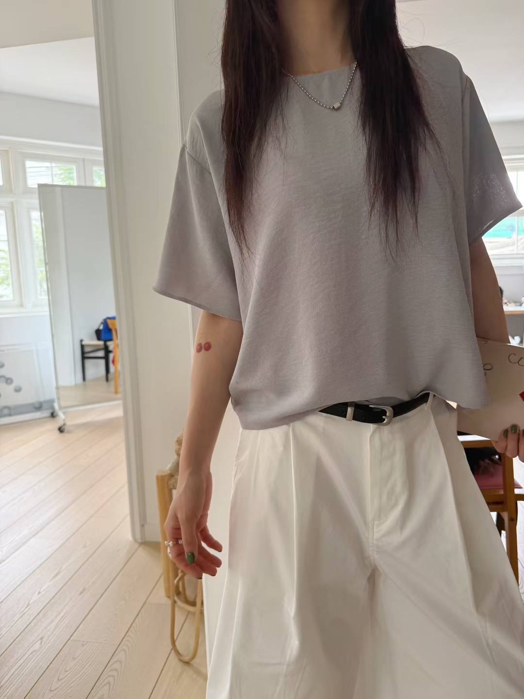 STANDING韓國代購㊣女裝新品時尚人氣25秋冬熱賣推薦休閑T恤STANDINGT恤圖色2