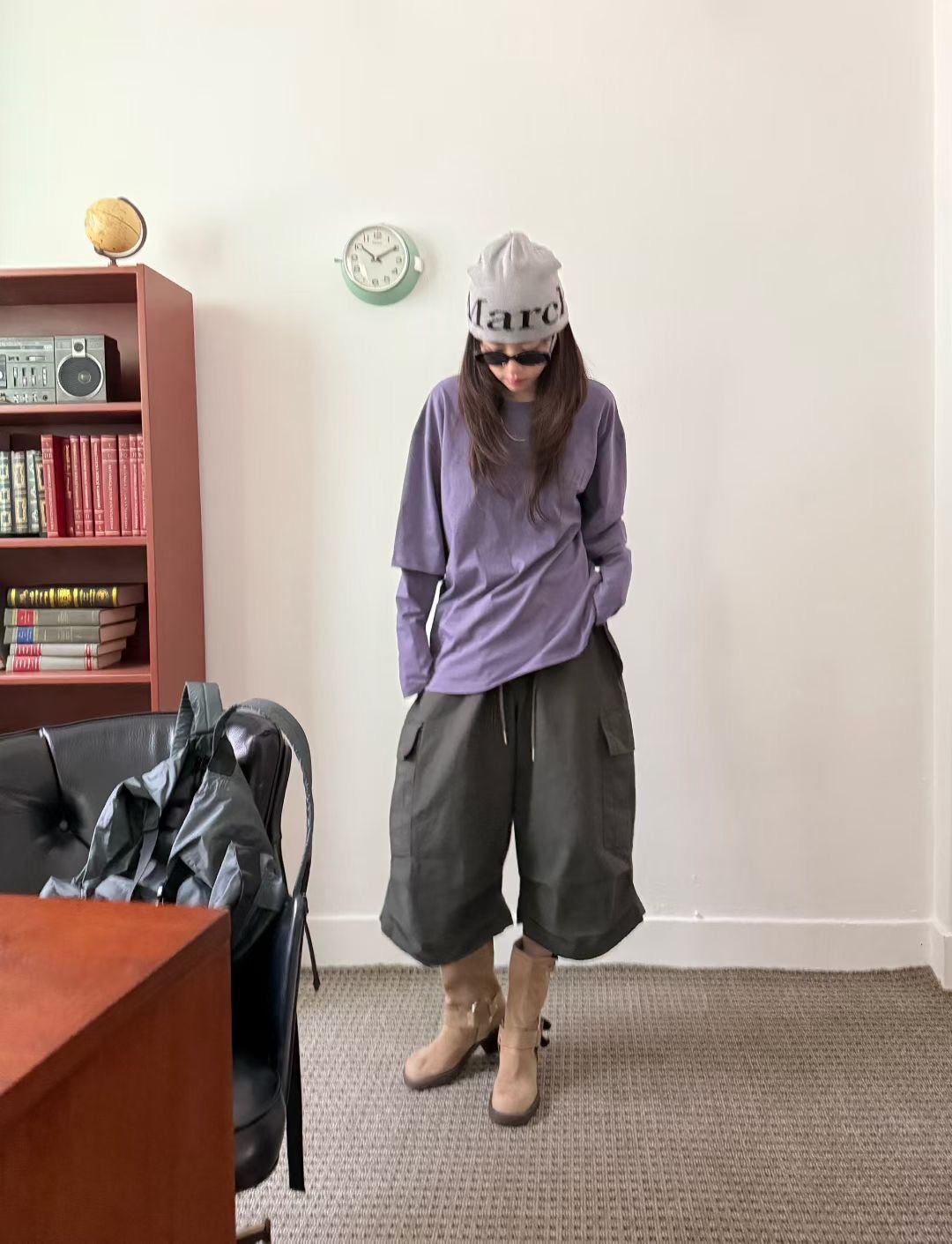 STANDING韓國代購㊣女士新款推薦時尚人氣熱賣25秋冬長袖T恤STANDING長袖T恤圖色2
