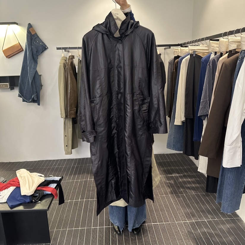 FIND-P東大門㊣直郵女裝新款時尚25秋冬熱賣推薦長款風衣連帽FIND-P長款風衣圖色3