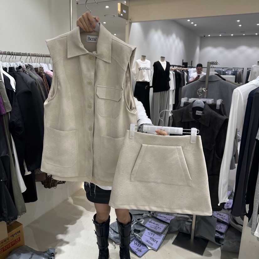 BENE東大門㊣代購女裝新品時尚人氣推薦休閑25秋冬短裙皮革BENE短裙