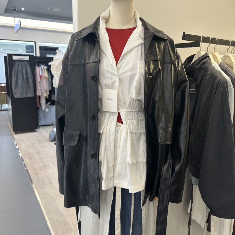 FIND-P東大門㊣代購女裝新款休閑熱賣25秋冬夾克不含內搭含腰帶FIND-P夾克圖色2