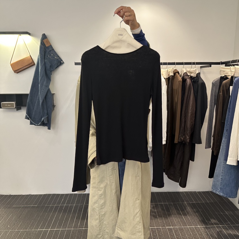 FIND-P東大門㊣實拍女裝新品休閑時尚真品長袖T恤天絲羊毛FIND-P長袖T恤圖色5