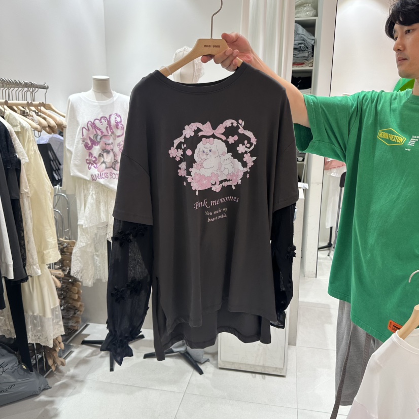 MINI UNNI東大門㊣直郵女士新品25秋冬真品推薦長袖T恤假兩件MINI UNNI長袖T恤圖色3