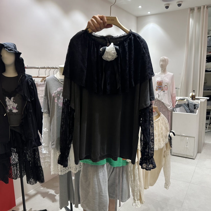 MINI UNNI東大門㊣實拍女士新品時尚長袖T恤不含配飾假兩件MINI UNNI長袖T恤圖色2