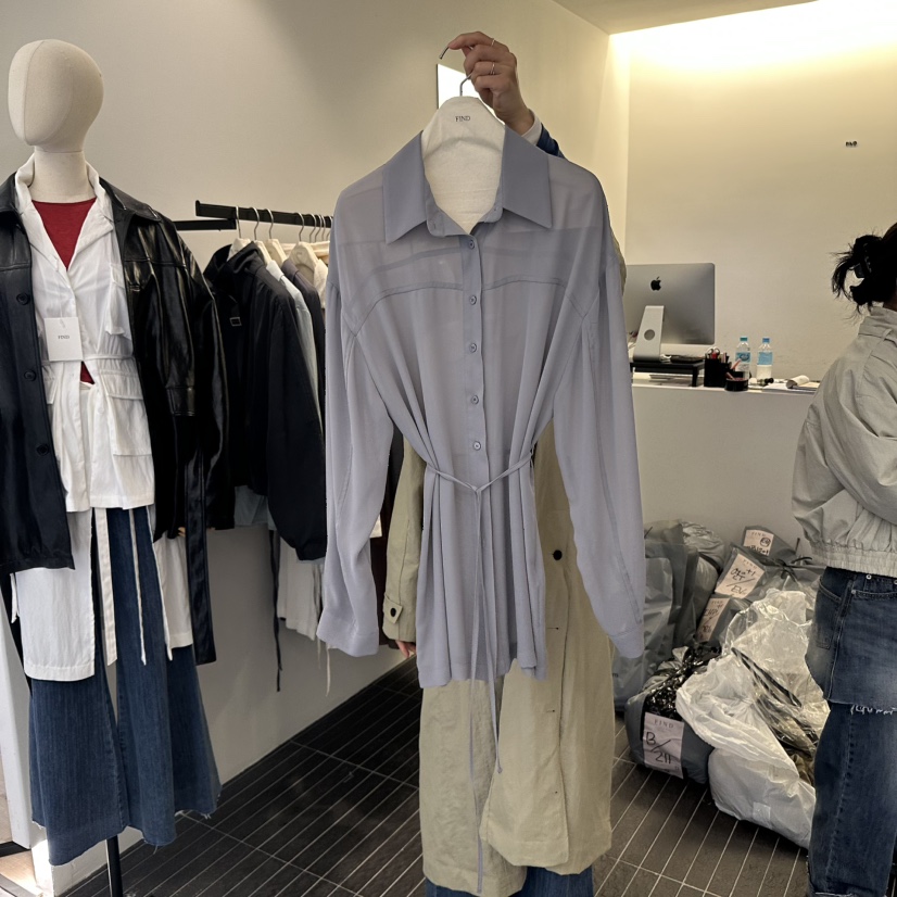 FIND-P韓國代購㊣女士新品熱賣時尚人氣襯衫蕾絲衫雪紡長款FIND-P襯衫/蕾絲衫圖色5
