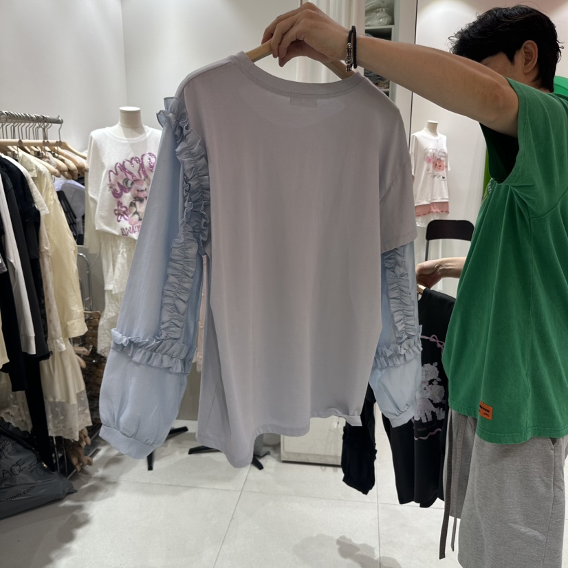 MINI UNNI韓國代購㊣女裝新品休閑時尚真品25秋冬長袖T恤假兩件MINI UNNI長袖T恤