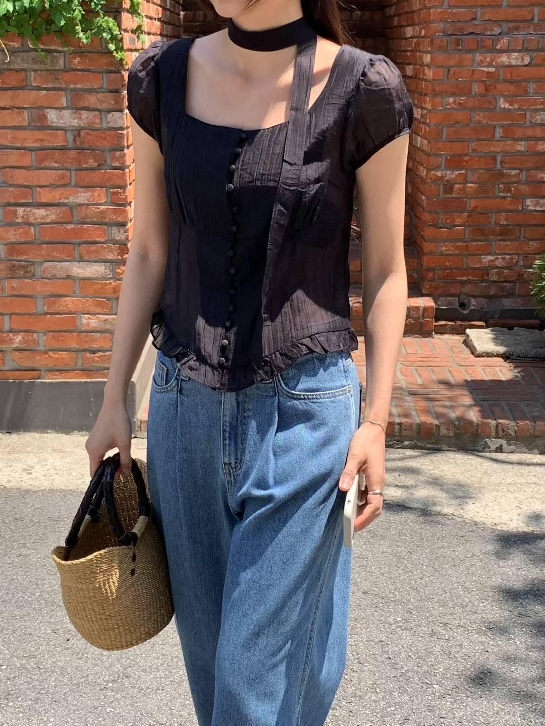 PLATFORM韓國直郵㊣女裝新品真品職業推薦時尚人氣襯衫蕾絲衫OPENRUN襯衫/蕾絲衫