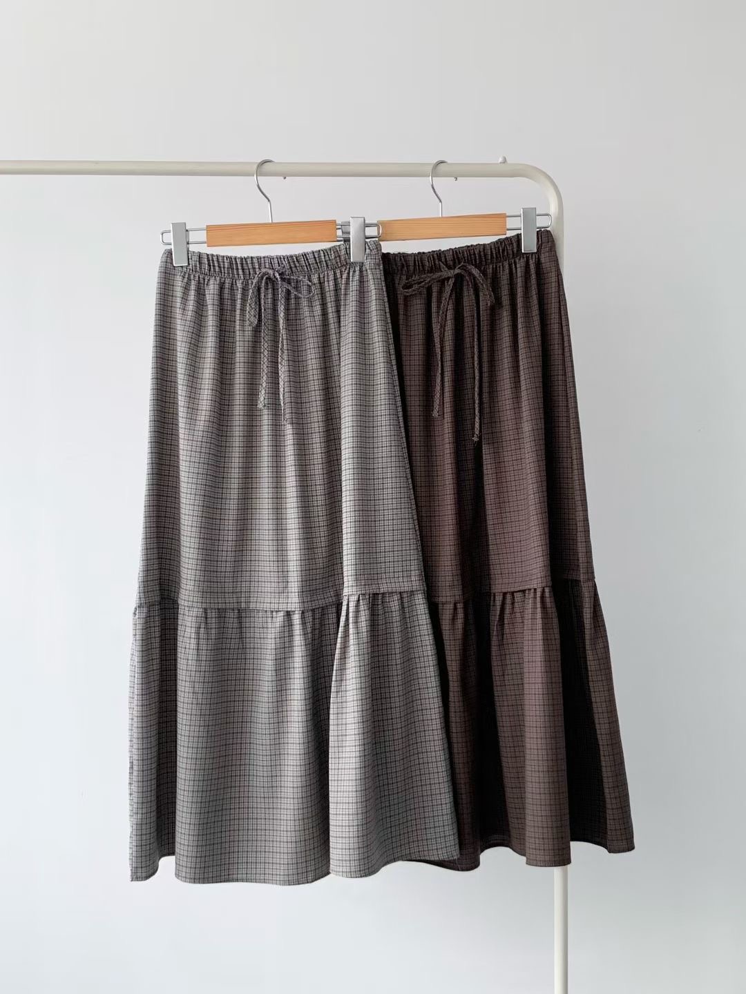 BRAND MARKET-브랜드마켓-T東大門㊣實拍女裝新品人氣長裙格紋半身裙BRAND MARKET-OT長裙圖色2左二色