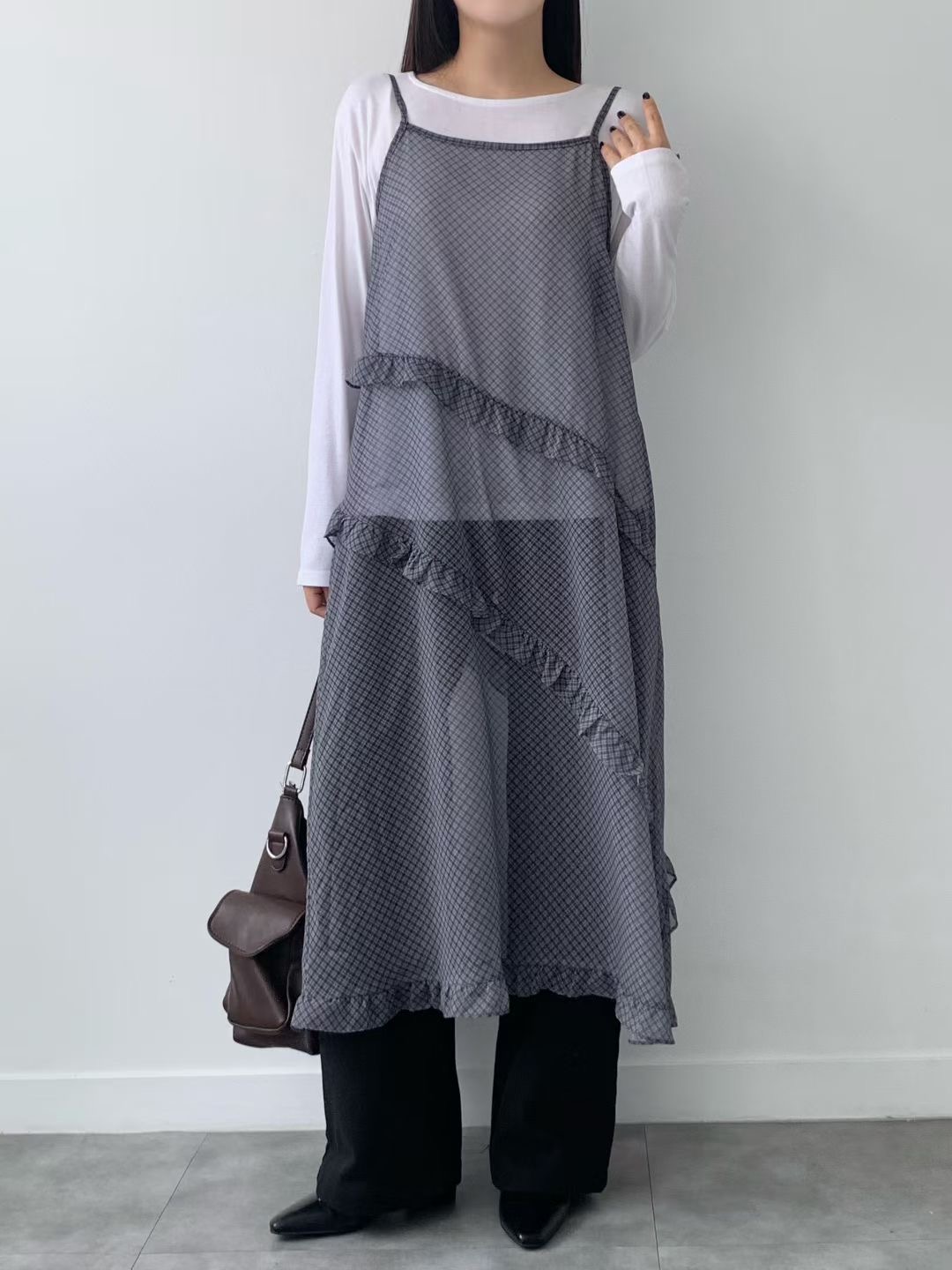 BRAND MARKET-브랜드마켓-T韓國直郵㊣女裝新品時尚連衣裙荷葉邊雪紡BRAND MARKET-OT連衣裙
