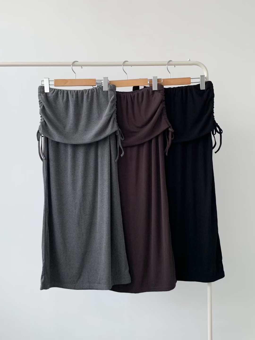 BRAND MARKET-브랜드마켓-T東大門㊣直郵女士新款熱賣長裙褶皺長款BRAND MARKET-OT長裙圖色2左二色