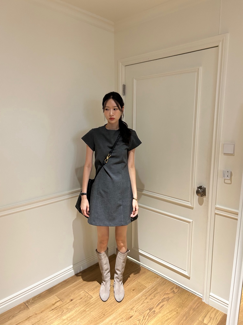 ME MO韓國直郵㊣女裝新品休閑時尚人氣連衣裙不含腰帶羊毛ME MO連衣裙