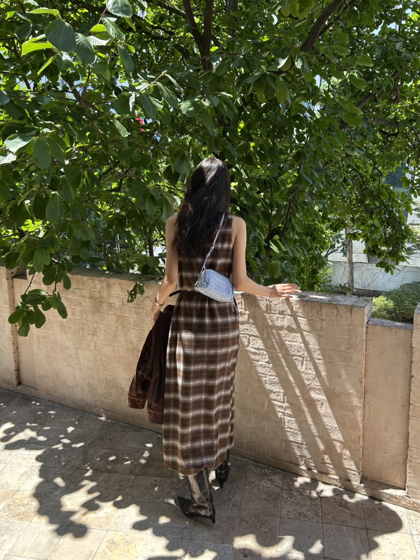 ME MO韓國直郵㊣女裝新款熱賣休閑真品25秋冬時尚連衣裙格紋ME MO連衣裙