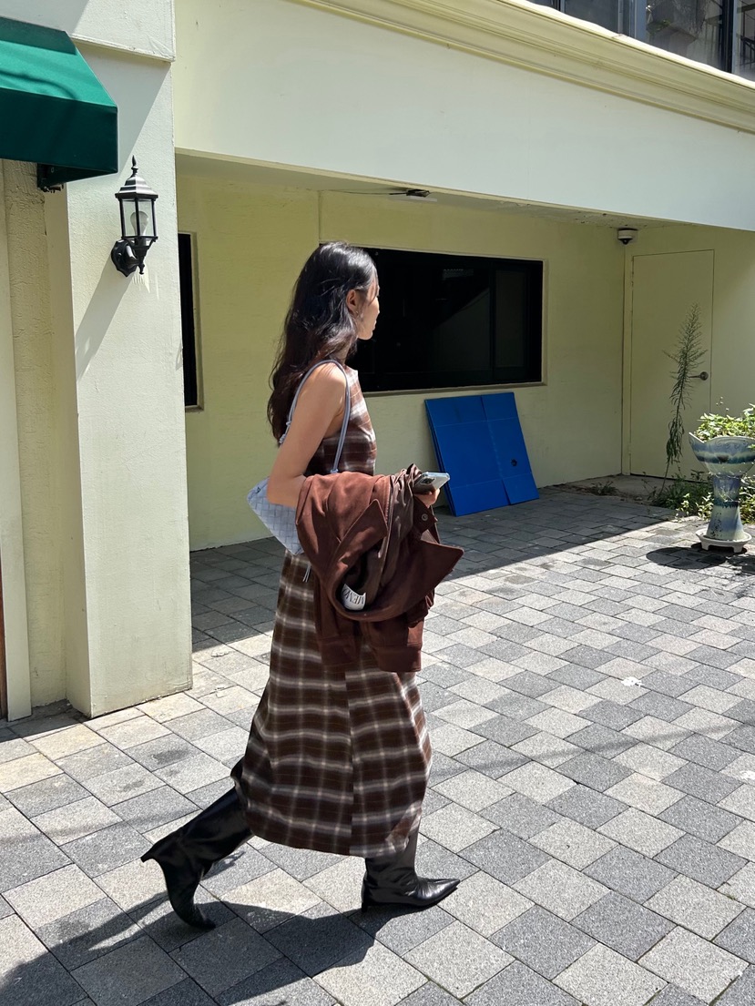 ME MO韓國直郵㊣女裝新款熱賣休閑真品25秋冬時尚連衣裙格紋ME MO連衣裙