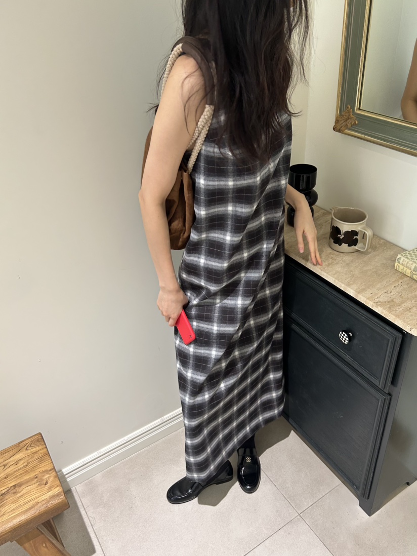 ME MO韓國直郵㊣女裝新款熱賣休閑真品25秋冬時尚連衣裙格紋ME MO連衣裙