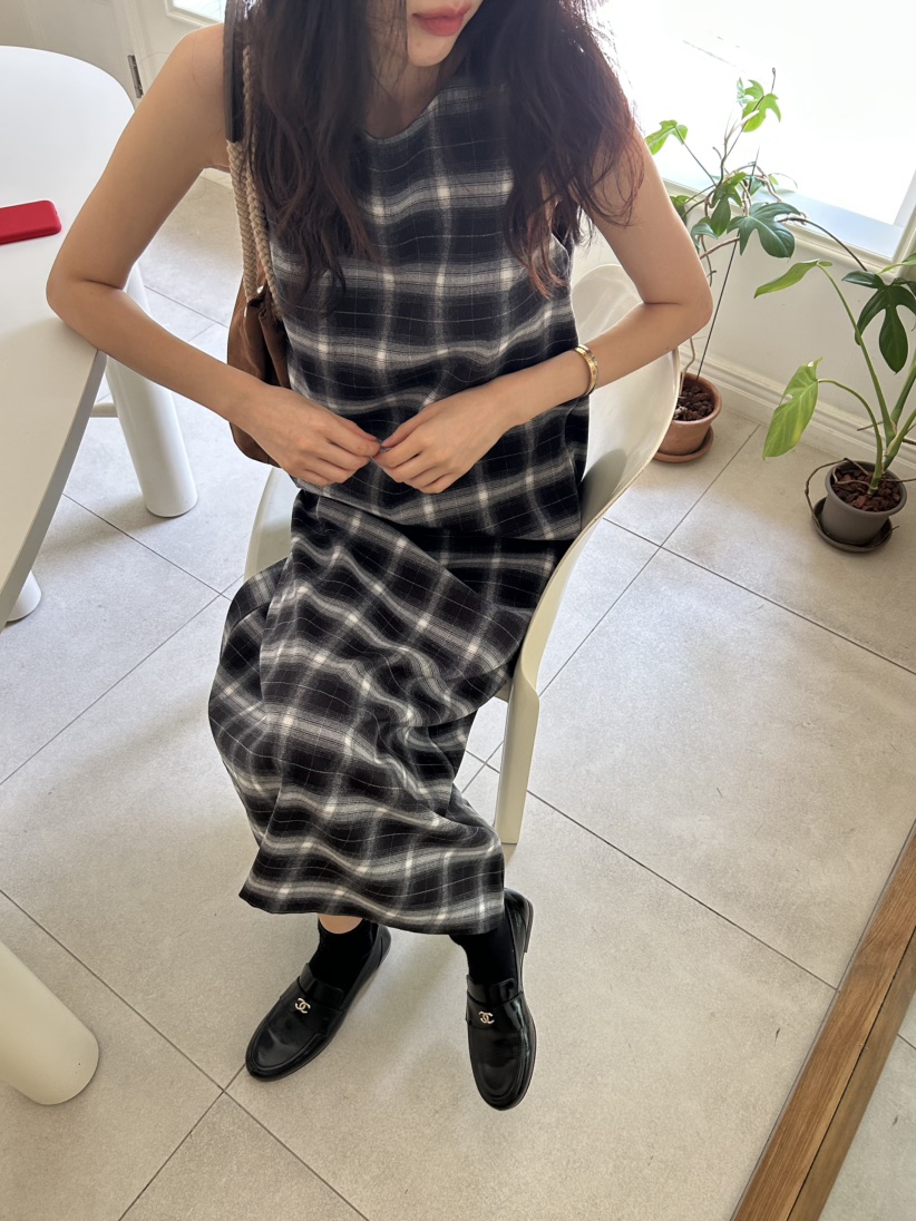 ME MO韓國直郵㊣女裝新款熱賣休閑真品25秋冬時尚連衣裙格紋ME MO連衣裙