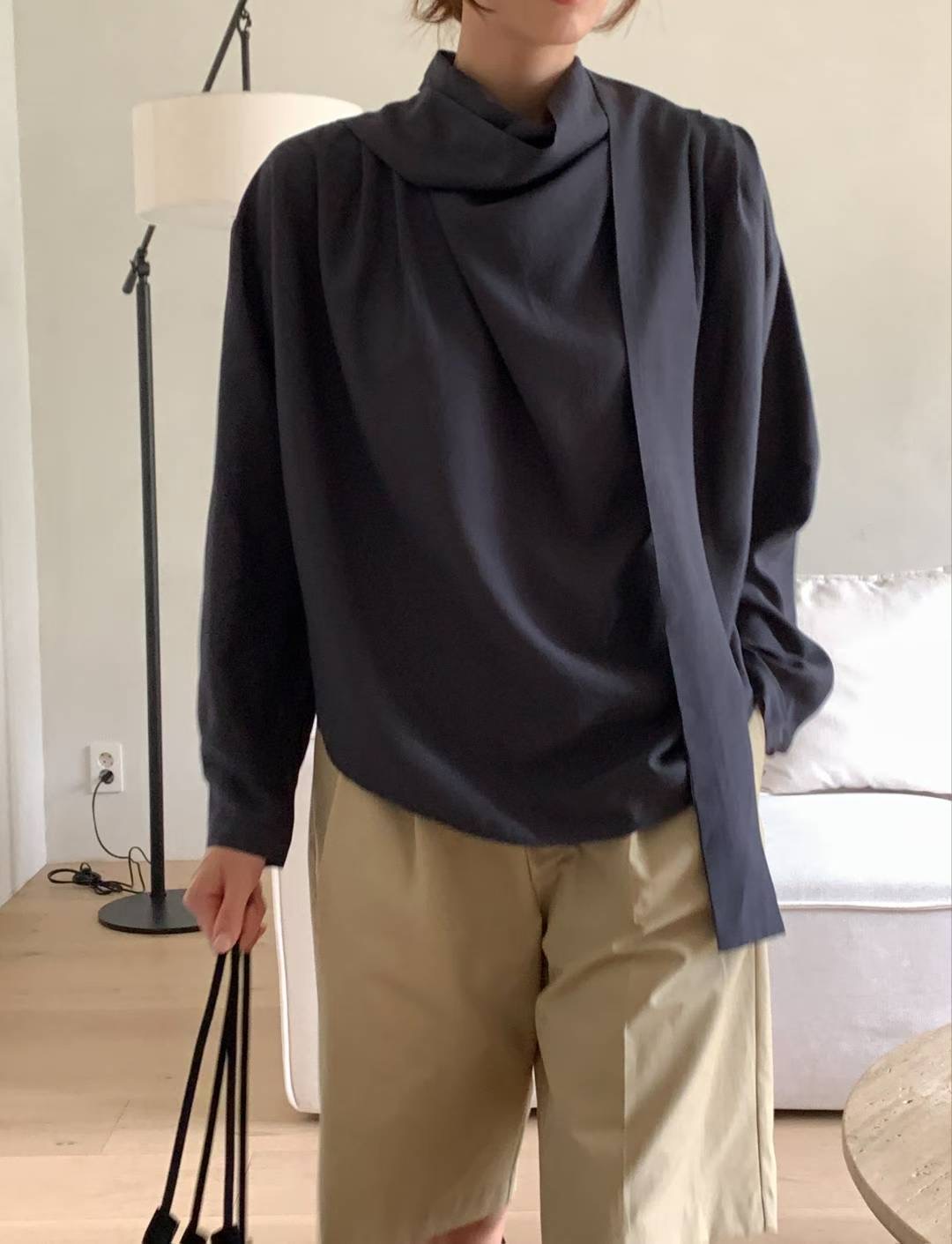 TONEOF/ARRICCHISI東大門㊣代購女裝新款職業襯衫蕾絲衫含領帶OHEN襯衫/蕾絲衫圖色3