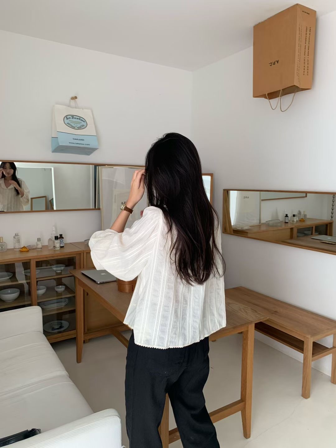 AND韓國代購㊣女裝新品真品熱賣25秋冬時尚職業人氣襯衫蕾絲衫AND襯衫/蕾絲衫