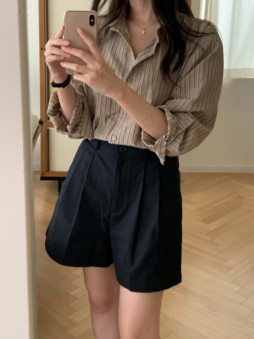 AND東大門㊣代購女裝新品休閑人氣時尚真品25秋冬襯衫蕾絲衫條紋AND襯衫/蕾絲衫