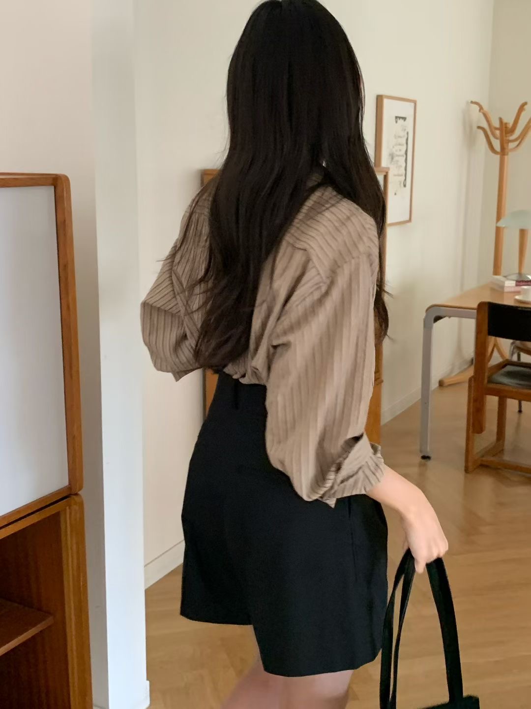 AND東大門㊣代購女裝新品休閑人氣時尚真品25秋冬襯衫蕾絲衫條紋AND襯衫/蕾絲衫