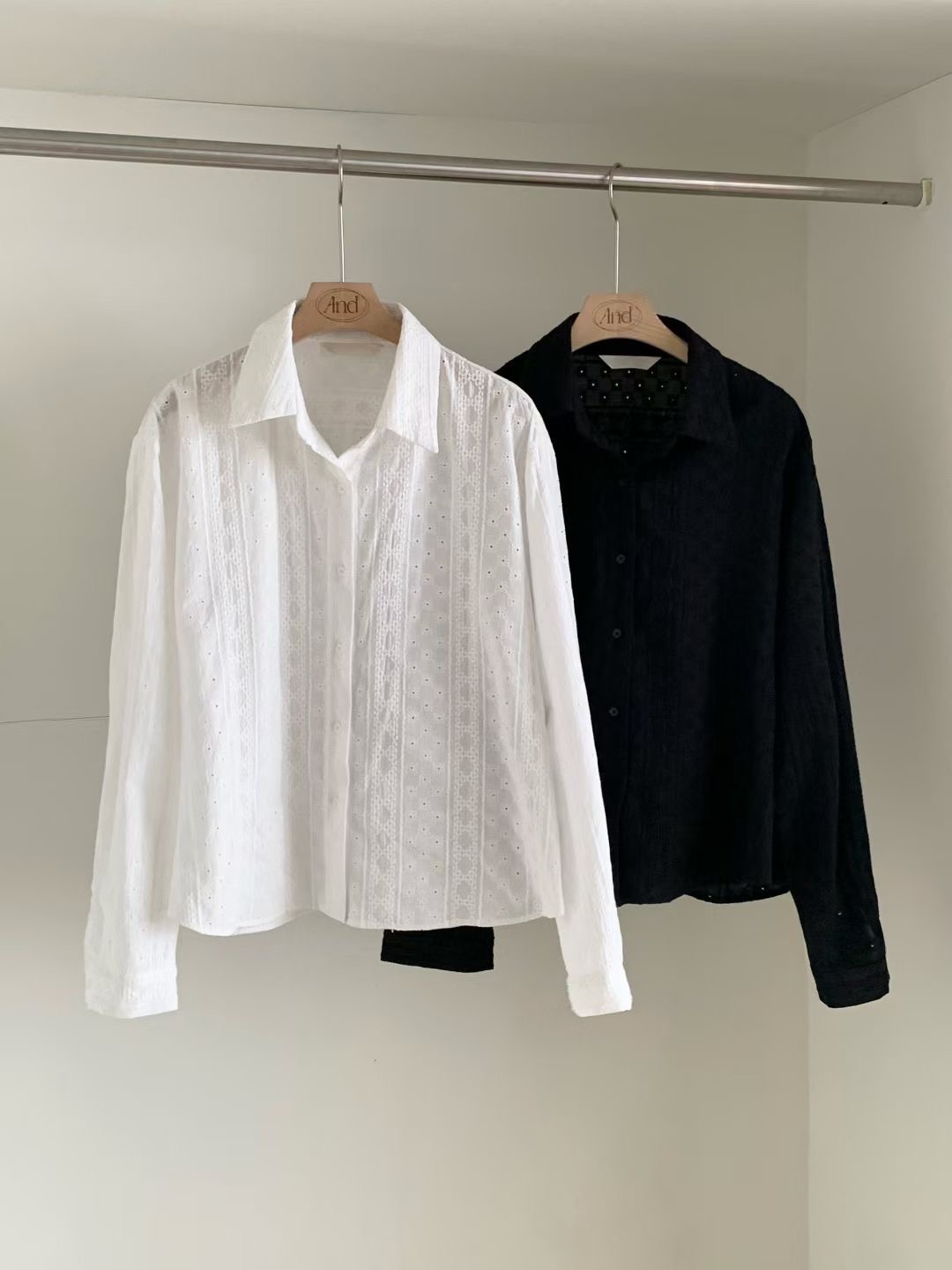 AND韓國直郵㊣女士新品25秋冬時尚職業休閑人氣真品襯衫蕾絲衫AND襯衫/蕾絲衫
