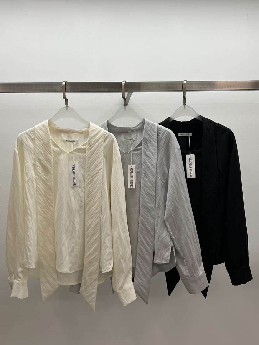 WEARABLE-L東大門㊣實拍女裝新款25秋冬人氣襯衫蕾絲衫紐扣WEARABLE襯衫/蕾絲衫