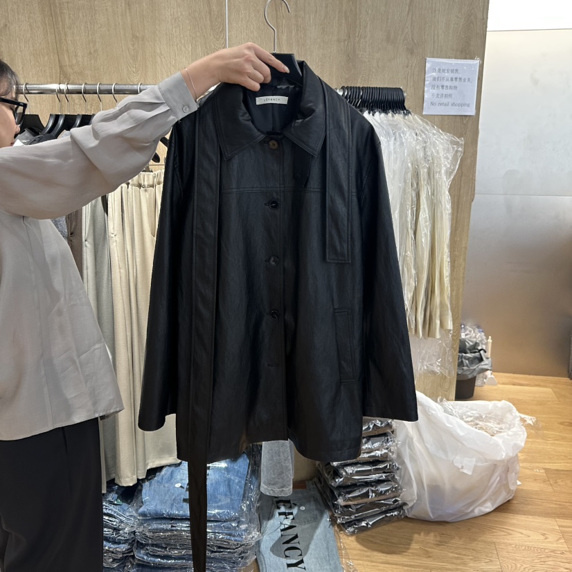 LEFANCY韓國直郵㊣女士新款熱賣真品推薦時尚人氣夾克含腰帶LEFANCY夾克圖色2
