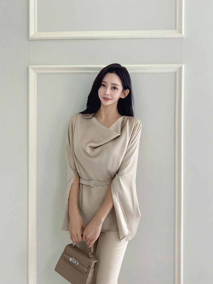 CLOTH東大門㊣直郵女裝新款熱賣推薦人氣休閑襯衫蕾絲衫含腰帶CLOTH襯衫/蕾絲衫