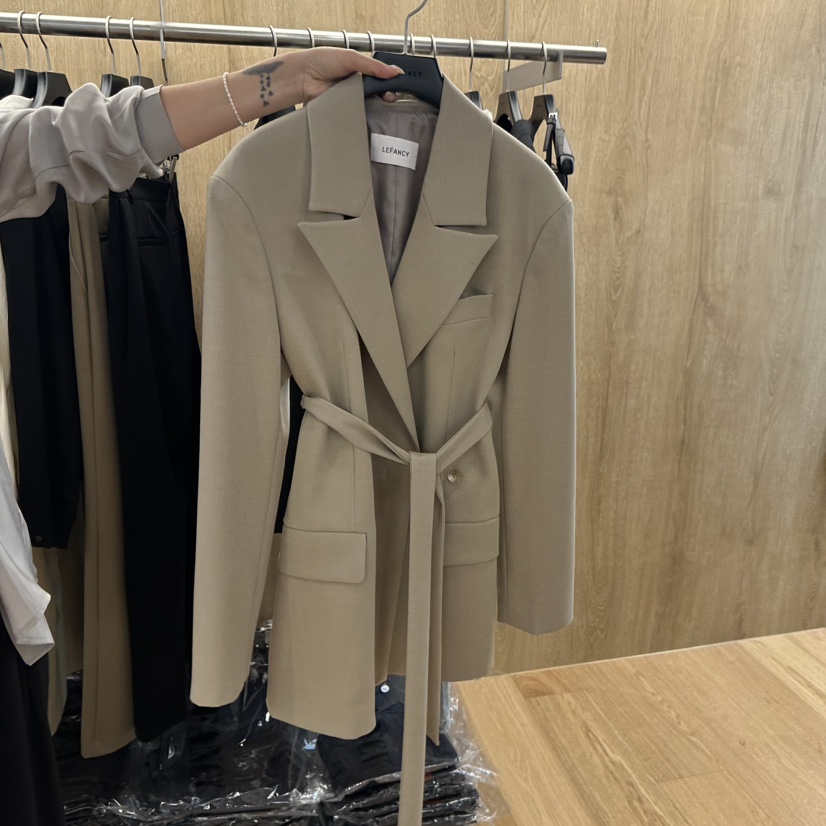 LEFANCY韓國直郵㊣女士新品熱賣人氣真品休閑職業夾克含腰帶LEFANCY夾克