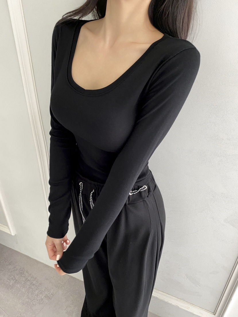 CLOTH東大門㊣實拍女裝新款推薦時尚休閑真品25秋冬長袖T恤V領CLOTH長袖T恤