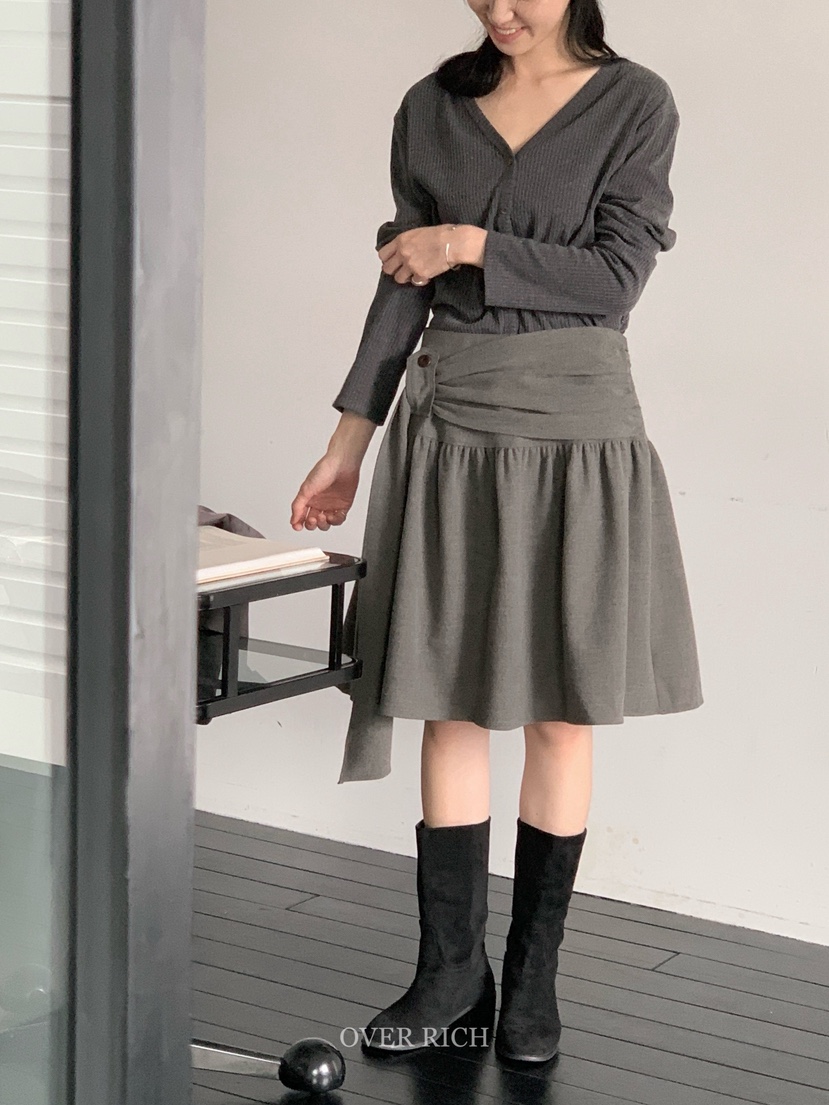 OVER RICH韓國代購㊣女裝新品休閑人氣25秋冬半身裙中短裙OVER RICH半身裙/中短裙
